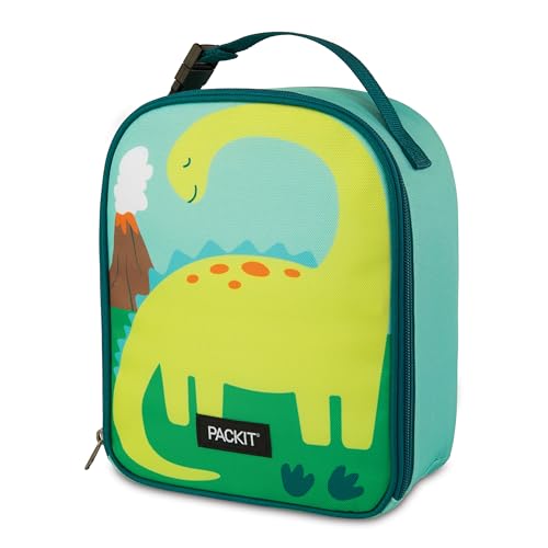 PackIt Freezable Playtime Lunch Box, Dinosaur, Built with EcoFreeze Technology, Collapsible, Reusable, Zip Closure With Buckle Handle, Perfect for Keeping Lunches Fresh