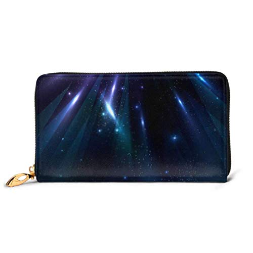 Preisvergleich Produktbild JHGFG Mode Handtasche Reißverschluss Brieftasche Sternenhimmel Hintergrundfarbe Leuchtende Strahlen Telefon Kupplung Geldbörse Abendkupplung Blockieren Leder Brieftasche Multi Card Organi