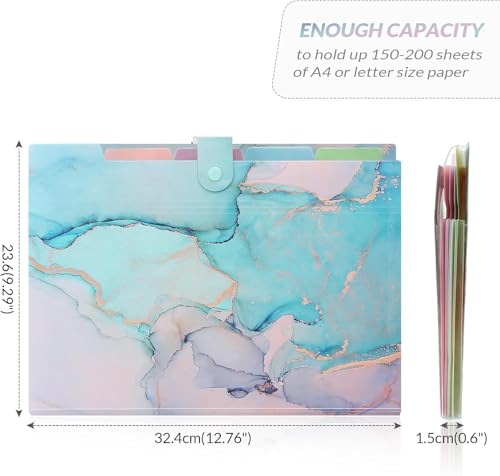 Image of Corslet Expanding File Folder, Aesthetic Folders for School, Accordion File Organizer, Aesthetic Folder with Labels,5 Pockets Important Document Folders for School Office Home (Color May Vary)