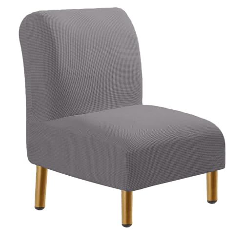 Funda extraíble para silla sin brazos elástica gris protector de muebles comedor 2