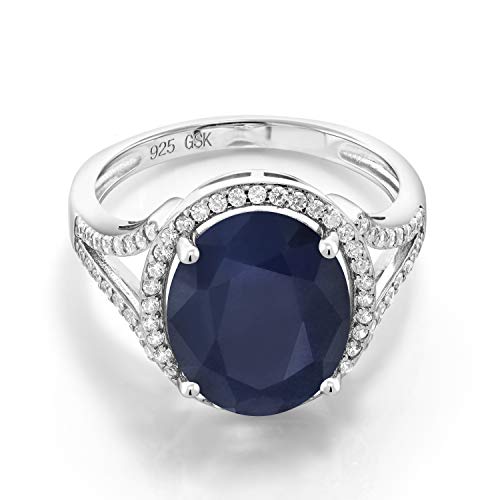Gem Stone King 4-8 Cttw Oval Gemstone Birthstone Halo Engagement Ring For Women | 925 Sterling Silver | Oval 12X10MM | Wedding Anniversary Promise Ring | Available In Size 5,6,7,8,93