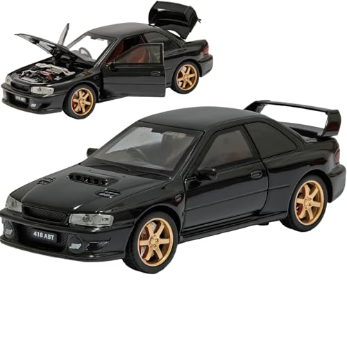 ERBADIHAGO Toy Cars Compatible for 1998 Impreza 22B Sti 1/32 Metal Model Car Pull Back Car Toys with Light and Sound Toys Car Collectible Model for Children Age 3 + Year Old (Black)