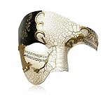 Erythem Masquerade Mask for Men Phantom of The Opera Half Face Mask Venetian Phantom Mask for Halloween Costume Party/Mardi Gras (Mystic Black Gold)