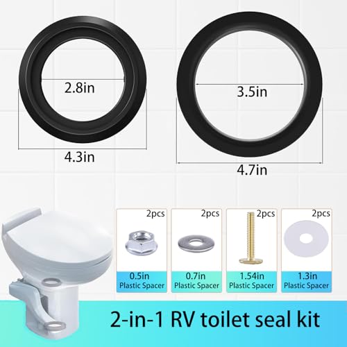 Image of altivox RV Toilet Seal Replacement Kit for Thetford RV Toilet,Perfect fit for Thetford Aqua Magic Style II /Plus /Residence - 34120 Waste Ball Seal & Hardware | Fix Leaks, Odor-Proof, Easy Install