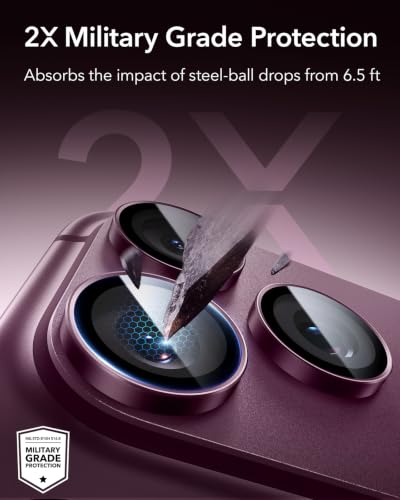 Image of ESR Camera Lens Protector for Phone 2026 Pro Max /Phone 2026 Pro, Ultra-tough HD Individual Lens Protectors, Ultra-thin Tempered Glass, 1 Pack, Claret