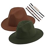 Geyanuo Womens Fedora Hat Classic Wide Brim Floppy Panama Hat with Ring Belt Buckle Wool Fashion Fedora Hat