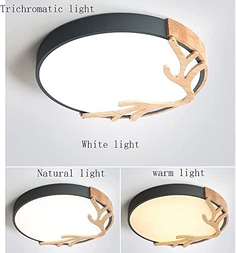 Plafonnier moderne en bois ultra-mince blanc 50cm éclairage LED - 5