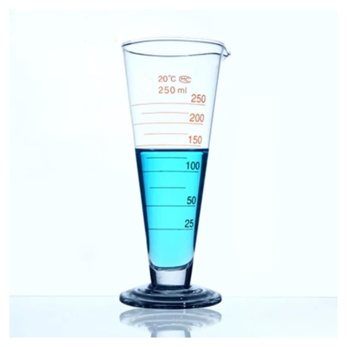 Équipements et fournitures de laboratoire Éprouvette graduée de 250 ml avec graduation conique en verre, fournitures laboratoire