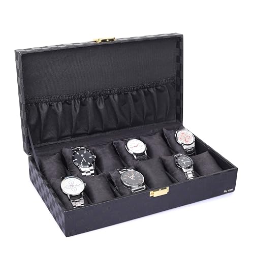 PANKATI® Wrist Watch Box Organizer Case for Men and Women in Black Color with 12 Slots - Black (B0CWP8PBSB) Amazon Price History, Amazon Price Tracker