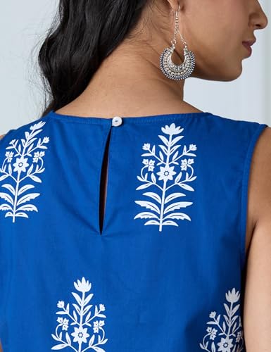 Image of Amazon Brand - Myx Women's Cotton Printed Sleeveless Short Kurti (Available in Plus Sizes)