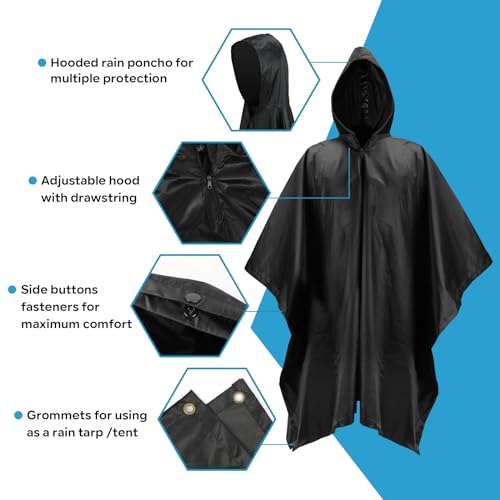 SANLIKE Poncho de chuva com capuz, kit de polainas de perna, impermeável, reutilizável, capa de chuv