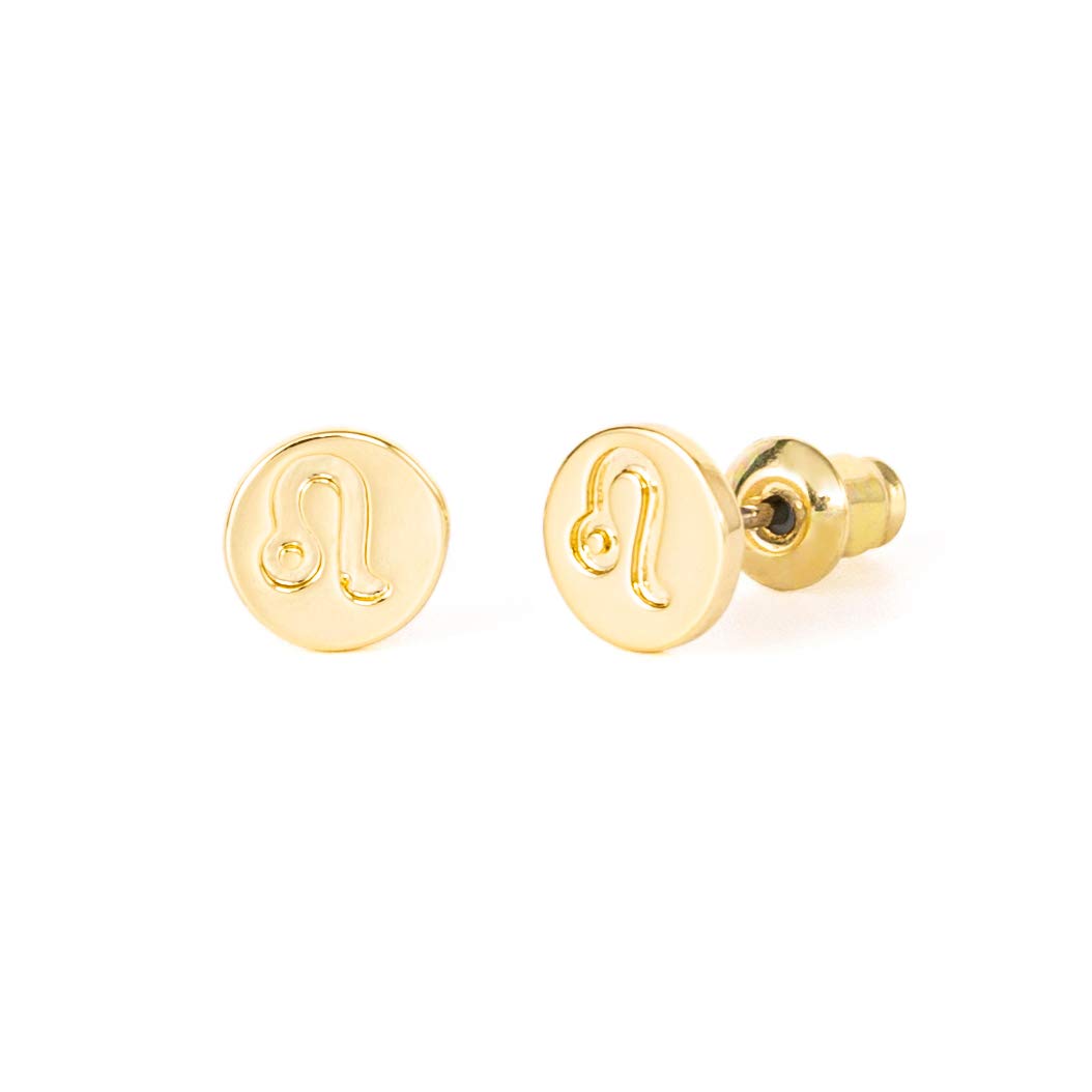Dainty 18K Gold Plated 12 Zodiac Sign Stud Earrings Birthday Gift
