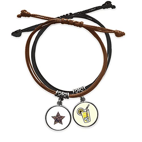 Peinture des fleurs bracelet corde en cuir et chaîne Haricot Mungo