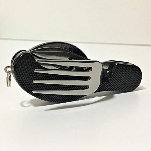 Canivete Talher Aço Inox Garfo Colher Faca Abridor Garrafa Camping A5007 (Verde)