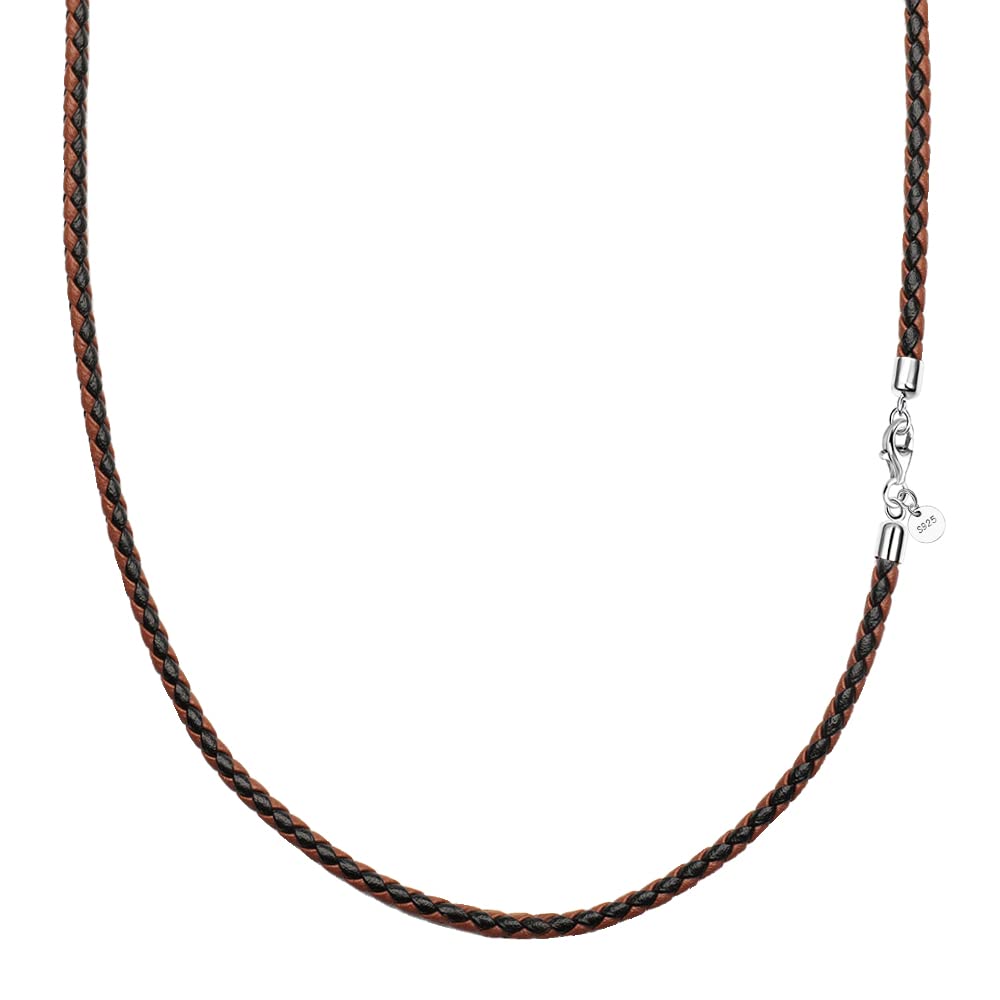 Viwind Echt leder Halskette Lederkette 2.9mm breit geflochte