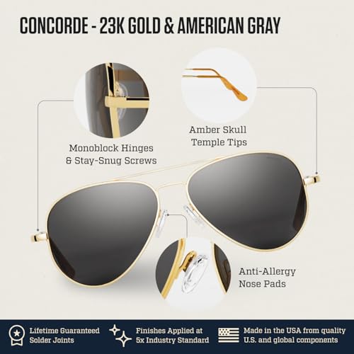 Image of Randolph Eyewear Concorde Aviator Sunglasses for Men and Women - Non-Polarized & Polarized Aviator Sunglasses Made to Last