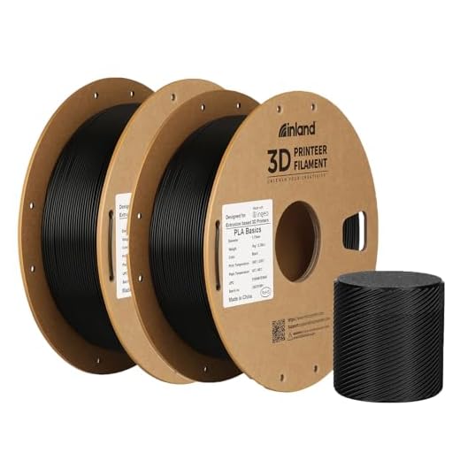 Inland PLA Basics Filament 1.75mm, 1kg Spool – Dimensional Accuracy ±0.02mm, Neatly Wound, Fits Most FDM 3D Printers (Black, 2 Pack)