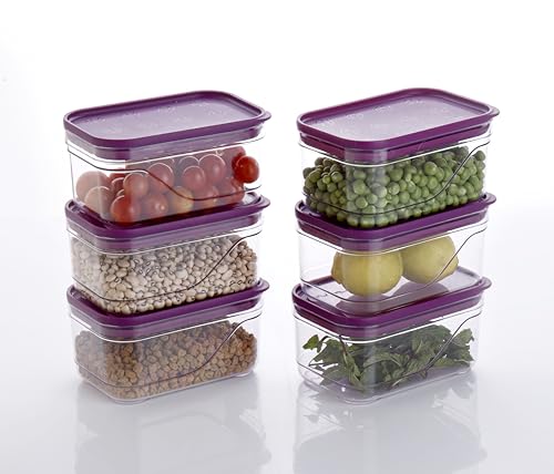 Image of Xiran Airtight Fridge Storage Boxes, Kitchen Containers with Lid Fridge Storage Containers, Kitchen Accessories Items, Plastic Kitchen Organizer Storage Set for Vegetables, Fruits(800ML, Pack of 6)