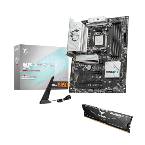 Image of MSI B850 GAMING PLUS WIFI Motherboard,ATX-Supports AMD Ryzen 9000-7000 Processors,AM5-DDR5 Memory 8200+ MT /s (OC),PCIe 5.0x16 & 4.0x16,M.2 Gen5,Wi-Fi 7,5G LAN+HIGH-SPEED DDR5 RAM 16GB (1x 16GB) Bundle