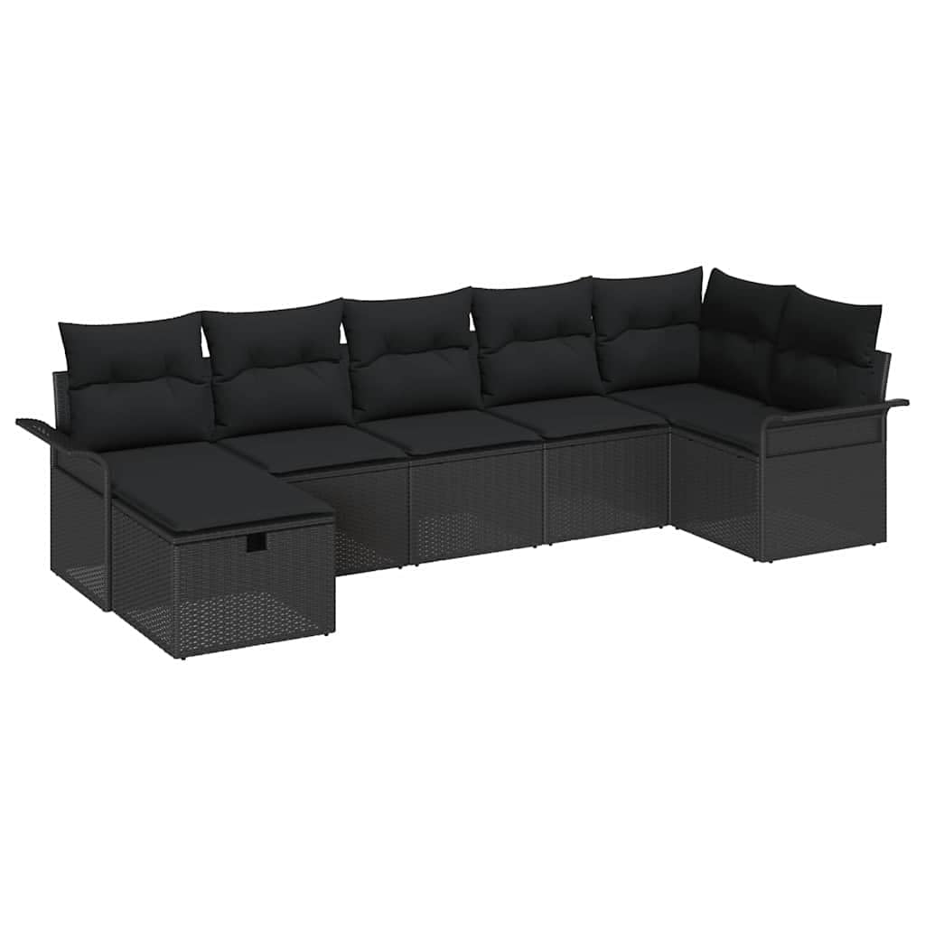 HaoChrymec Salon de Jardin modulable en polyrotin Noir, 7 pièces, 52.7kg