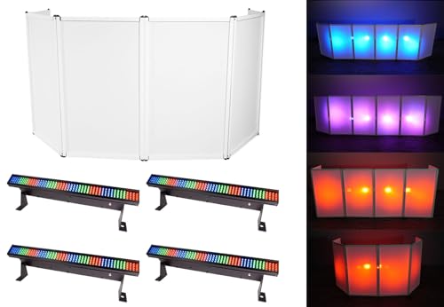 Rockville Bundle: (1) RV RFAAW DJ Metal Frame Booth+Travel Bag+Scrim bundle with (4) Chauvet COLORSTRIP MINI DMX LED Color Strip & (2) RV RAPFAW White DJ Facade Extension (Items 7)