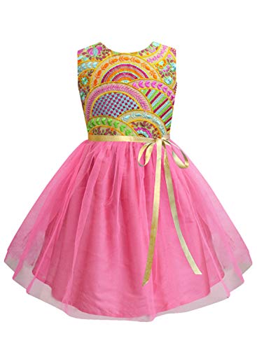 Image of A.T.U.N. (All Things UBER Nice) Girls Fit and Flare Embroidered Sleeveless Knee Length Dress for Party and Special Occasions
