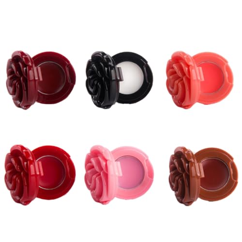 Ipetboom 6-Pack Empty Eyeshadow Palette - 1.38 Inch Mini Rose Shaped Lipstick Case with Mirror, Refillable Lipstick Empty Container for Cream Lip Balm Eyeshadow and Blusher, Assorted Color