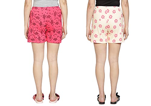 Image of Club A9 Womens 100% Organic Cotton Printed Regular Shorts - Pack of 2 (Multicolor)