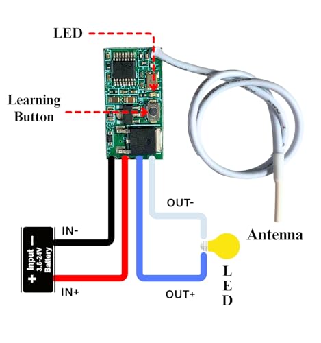 Image of ROBOWAY 1Pcs QIACHIP 433MHz Wireless RF Receiver Module with MOSFET Output, DC 3.6-24V Remote Control Switch, EV1527 Learning Code, 1 Channel (Pack of 1)