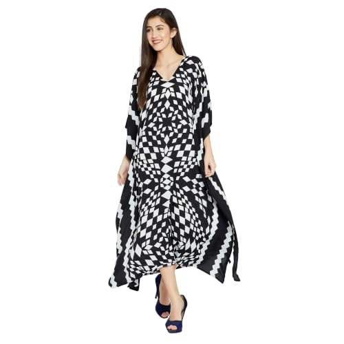 Image of Oussum Women Kaftan Plus Size Polyester Summer Lightweight Caftan Swimsuit Cover Ups Maxi African Mumu Lounge House Dress