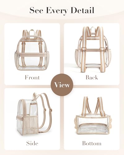 Image of Missnine Small Clear Backpack for Stadium Events Anti-theft Mini Clear Bag for Sport Event Concert with Cute Pom-pom Ball