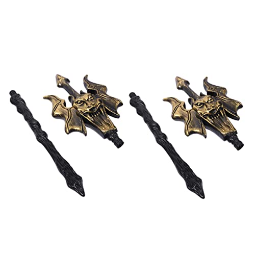 Toyvian 2 Uds Demonio Y Demonio Roscado Modelo para Accesorios De Plástico para Adultos Tenedor Armamento Diablos Bastón De Juego De rol De Halloween Bastón De Fiesta para Niños Cover