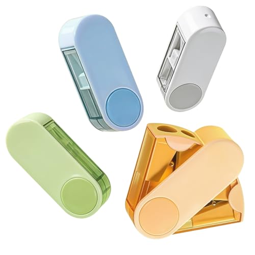 SimSign 4 Stück Doppelspitzer mit Dose, Anspitzer Dicke und Dünne Stifte, Bleistiftspitzer mit Behälter, Pencil Sharpener, für Schule, Zuhause, Büro und Kunst