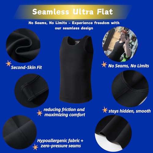 Image of Wonababi Chest Binder for Transgender - Seamless Ultra Flat Compression Bra for FTM, Large Breasts