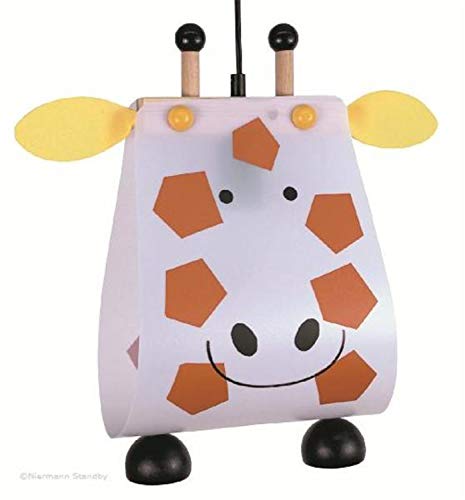 Lampe suspendue girafe en bois et plastique robuste avec puissance de 60 Watts