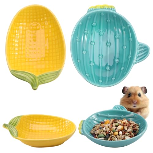 GSrenyu 2 Pack Guinea Pig Food Bowls Ceramic Hamster Food Bowl Small Animal Heart Bowls For Hamsters Gerbils Mice Guinea Pigs
