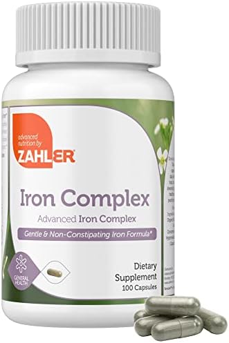 Zahler - Iron Supplement with Vitamin C - Capsule Iron Pills for Women and Men - High Absorption, Easy on Stomach, Kosher Ferrous Iron Supplements with Vitamins C, B12, Folate & More - 100 Count