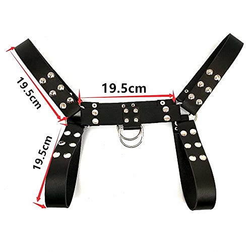 Goobester Mens Chest Strap Leather Harness Adjustable Buckle Features Leather Bondage2