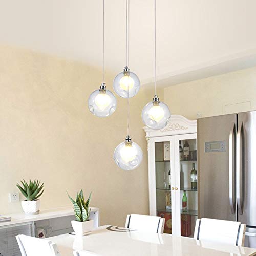 Lustre cascade escalier à 4 globes clairs luminaire G4 orientable