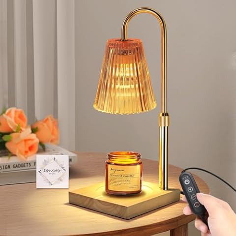CHENBEN Candle Warmer Lamp Adjustable Height Candle Lamp Warmer Dimmable Electric 2H/4H/8H Candle Warmer Lamp with Timer for Scented Large Small Jar Candles,Home Decor (Champagne Gold) Cover