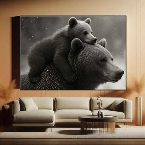 Tableau ours et bébé pour une chambre d'enfant douce 70x100 cm - 3