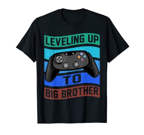 Leveling up to Big Brother 2023 divertido gamer vintage niños hombres Camiseta
