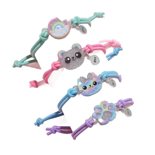 COLORFUL BLING Cute Dinosaur Beaded Strand Bracelet Lovely BFF Bracelets Set for Women Adjustable Enamel Butterfly Cat Paw Heart Rainbow Charm Braided Bracelet Friendship Y2k Jewelry, Resin, Agate