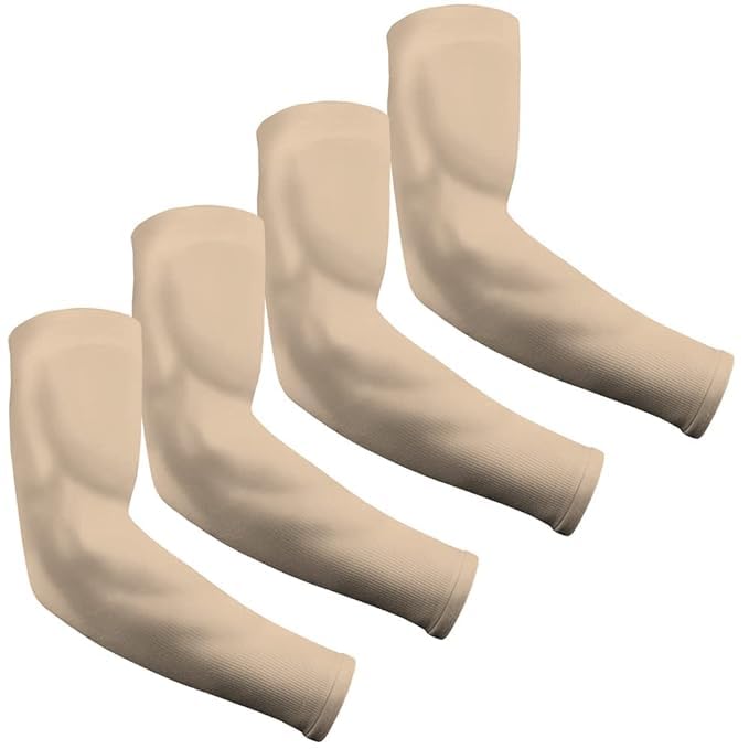 Image of INNERSTYLE Cotton Full Arm Sleeves Men Women for Summer UV Tan Protection Hand Shocks for Boys Hand Cover Arm Sleeve for Bike Riding Cycling, Skin, Pair of 4
