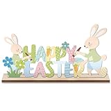 【Diseño encantador】Questi Decorazioni Pasquali da Tavolo in Legno sono progettati utilizzando colori vivaci e adorabili elementi di coniglietto pasquale, con la scritta “Happy Easter”, che esprimono la gioia della Pasqua, infonde gioia e felicità alla tua casa primaverile.