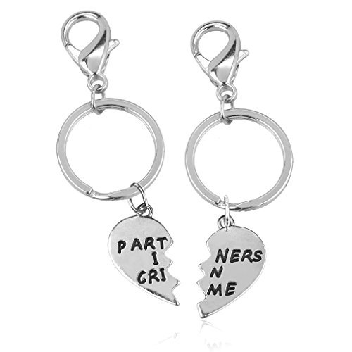 LUX ACCESSORIES Partners in Crime BFF Best Friends Forever Matching Keychain Set (2pc) LUX ACCESSORIES Partners in Crime BFF Best Friends Forever Matching Keychain Set (2pc)