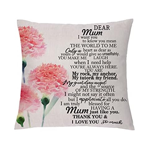 aligarian Mum Hug Cushion Cover Birthday Gift Appreciate Mummy Throw Pillowcase Mothers Day Pillow Case Mom You Mean the World to Me 18x18'' Mom Christmas Thanksgiving Present Cover