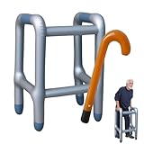 Rollator Aufblasbar+Aufblasbarer Gehstock Set, Aufblasbare Gehhilfe, Lustig Spazierstock das Perfekte Set für Ihr Kostüm Als Oma oder Opa Zum Karneval, Cosplay Karneval Fasching Rente