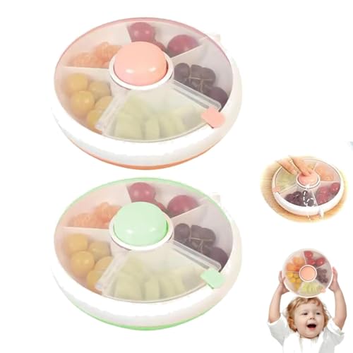 Snack Spinner Rotierende Aufbewahrungsboxen Kinder Tragbare Melone Süßigkeiten Samen Organizer Snackbehälter Brei Einfrieren Behälter Snackbox mit Fächern, Knopf für unterwegs (A+B)