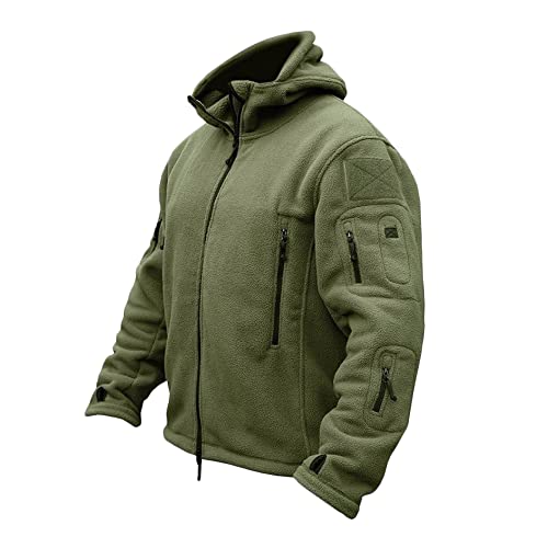 NCTCITY Uomo Giacca Tattica da Combattimento in Pile Militare Antivento Softshell Sportiva Caldo Felpe con Cappuccio All'aperto Cappotto da Trekking con Multi-Tasca per Autunno Invernale